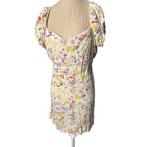 Women Disney Dress Beauty & The Beast Side Zipper Peasant  Yellow Large